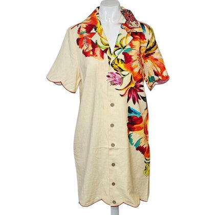 Farm Rio x Anthropologie Scalloped Shirt Dress