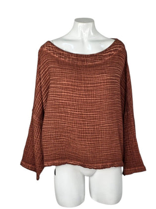 IKIKIZ Pokoloko Turkish Cotton Crinkle Long Sleeve Boat Neck Top