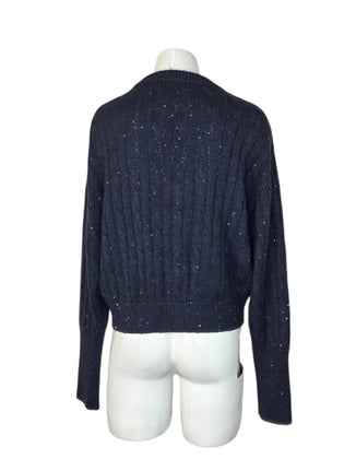 Brunello Cucinelli Cashmere Silk Sequin Cable Knit Sweater