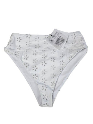 Beach Riot Hazel Bikini Bottoms, Embroidered, Floral, High Rise, White, Size L