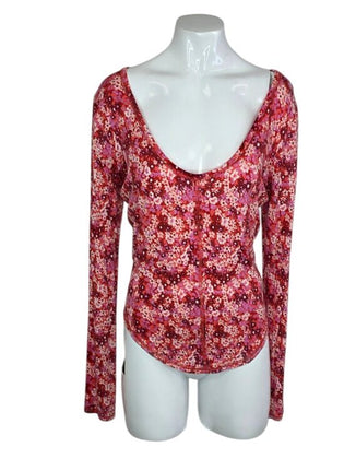 Free People Intimately Free Scoop Neck Long Sleeve Floral Shirt