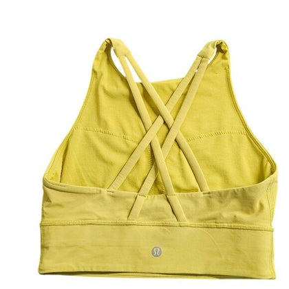 Lululemon Energy High Neck Longline Bra, Yellow, Pullover, Athletic, Size 6