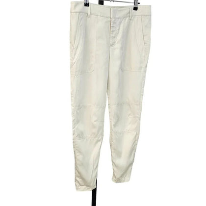 Vince Womens Twill Lyocell Pleated Ankle Utility Cargo Pants