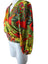 Maison D'Amelie Linen Blend Tropical Print 3/4 Sleeve Wrap Shirt