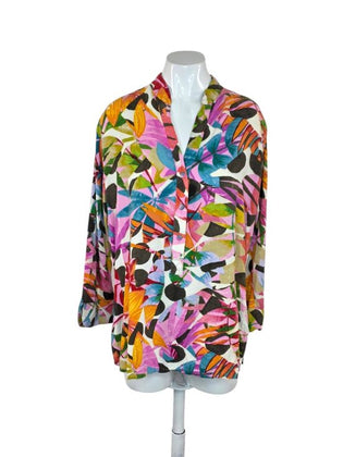 Jams World 3/4 Sleeve Hawaiian Polka Fern Blouse