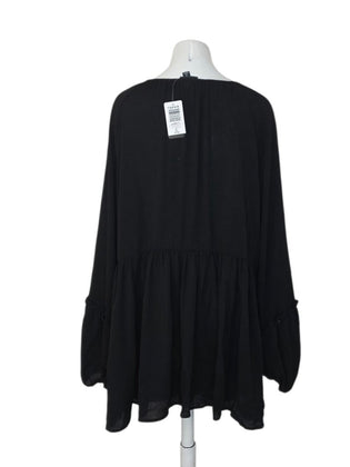 Torrid Crinkle Gauze Button Down Henley Neck Top