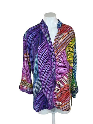 Jams World Long Sleeve V-Neck Multi Colored Blouse