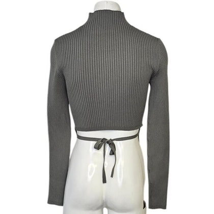 Aritzia Babaton Sculpt Knit Tie Back Long Sleeve Top