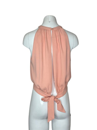 Aritzia Wilfred High Neck Open Back Tie Blouse