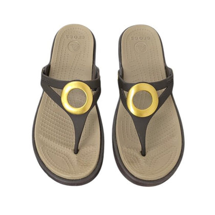 CROCS Sanrah Metallic O-Ring Mini Wedge Sandals