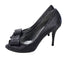 Stuart Weitzman Bowright Black Metallic Sparkle Lame High Heel