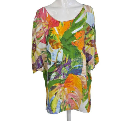 Jams World Monstera Leaf Batwing Short Sleeve Shirt