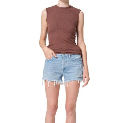 AGOLDE Parker Shorts, Vintage Cut Off, High Rise, Button Fly, Swapmeet Blue, 29