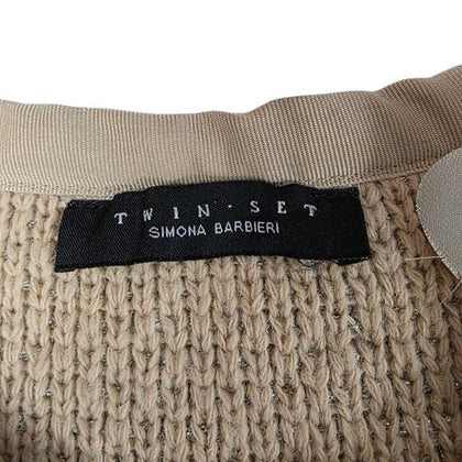 Twin Set Simona Barbieri Metallic Knit Snap Cardigan