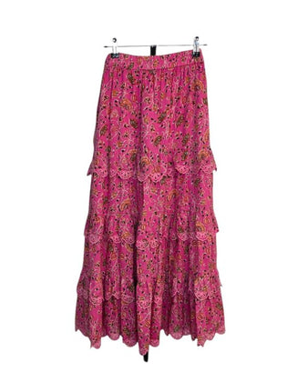 Caroline Constas Embroidered Tiered Boho Skirt