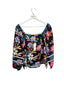 C&C California Square Neck Floral 100% Linen Puff Sleeve Blouse