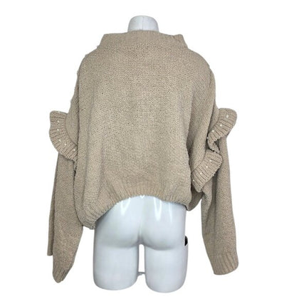 POL Ruffle Wide Sleeve Knit Sweater