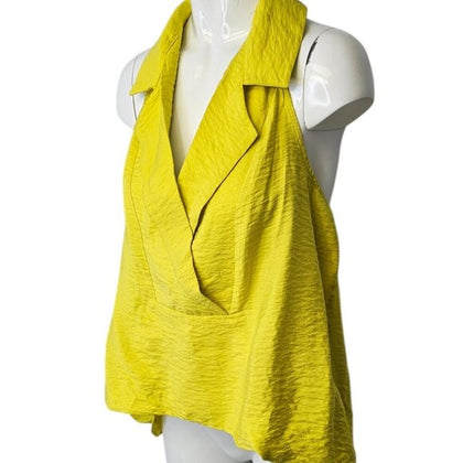 Anthropologie Sleeveless Wide Placket Halter Collared Top