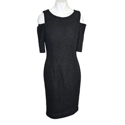 Eliza J Womens Sparkle Knit Cold Shoulder Sheath Dress