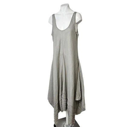 Eileen Fisher Women's 100% Linen Asymmetrical Handkerchief Hem Dress