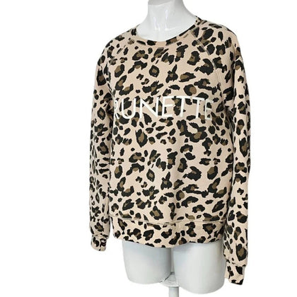 Brunette The Label Leopard Print Crew Brunette Pullover Sweatshirt