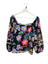 C&C California Square Neck Floral 100% Linen Puff Sleeve Blouse