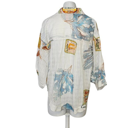 Anthropologie Pilcro Batwing Printed Buttondown Shirt