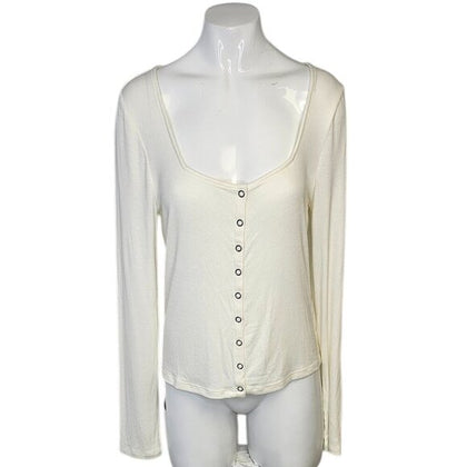 Anthropologie Maeve Square-Neck Button-Front Cardigan Top