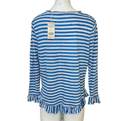 Boden Womens Dorothy 100% Linen Stripe Top