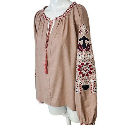Free The Roses Oversized Embroidered Pink Tunic