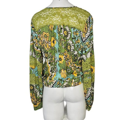 Anthropologie TINY Long-Sleeve Printed V-Neck Wrap Top