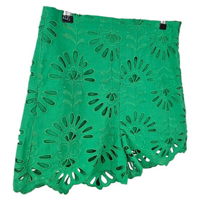 Zara High Rise Embroidered Shorts