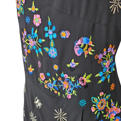 Desigual Womens Embroidered  Beaded Ayssemetrical Front Dress