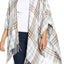 Three Dots Cashmere Wool Blend Plaid Tartan Fringe Wrap