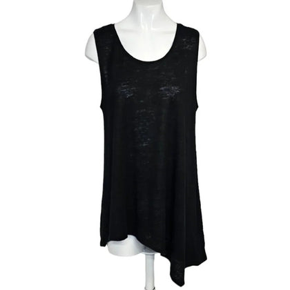 Habitat Aysymmetric 100% Linen Black Tank Top