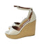 Tabitha Simmons Harp White Flower Perforated Leather Wedge Jute Sandals