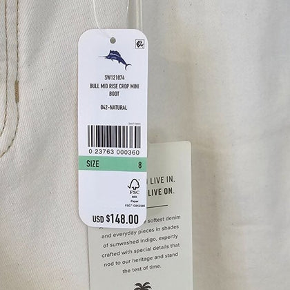 Tommy Bahama Bull Mid Rise Crop Mini Boot Cut Jeans