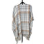 Three Dots Cashmere Wool Blend Plaid Tartan Fringe Wrap