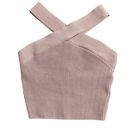 Aritzia Babaton Sculpt Knit Cross Neck Crop Top