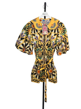 Farm Rio x Anthropologie Puff-Sleeve Printed Romper
