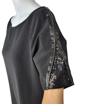 St. John Couture Sequin Zip  houlder Top