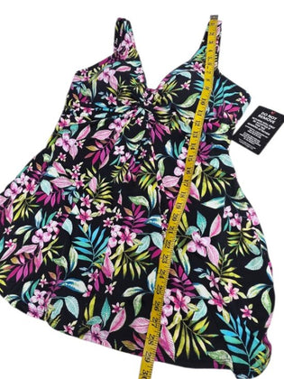 Swimsuits For All Twist Front Floral Swim Dress