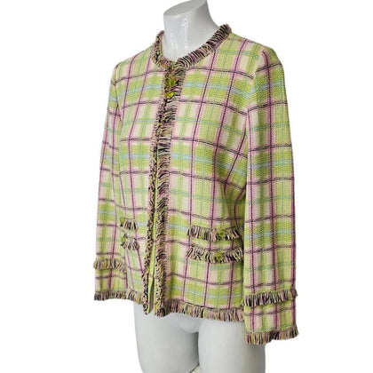 St. John Collection Tweed Pattern Zip Up Evening Jacket