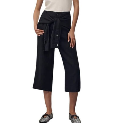 Anthropologie Linen Shirt-Tie Capri Pants