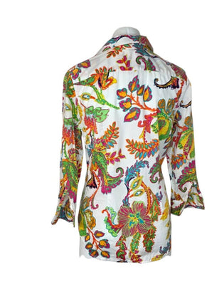 Lauren Ralph Lauren Paisley 3/4 Sleeve 100% Cotton Button Up Shirt
