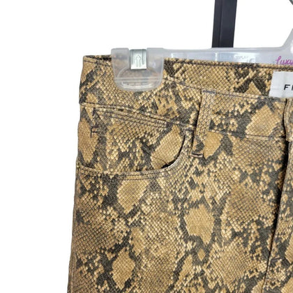 FRAME Le  High Straight Snake Print Coated Jeans