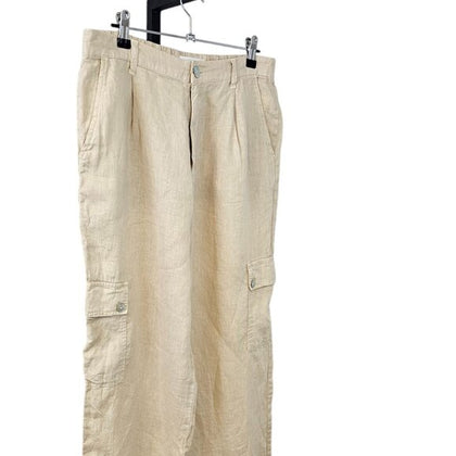 Bella Dahl Womens 100% Linen Straight Leg Cargo Pants