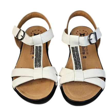Mephisto Felizia Air-relax Mobils White Patent Leather Rhinestone Sandals