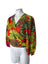 Maison D'Amelie Linen Blend Tropical Print 3/4 Sleeve Wrap Shirt