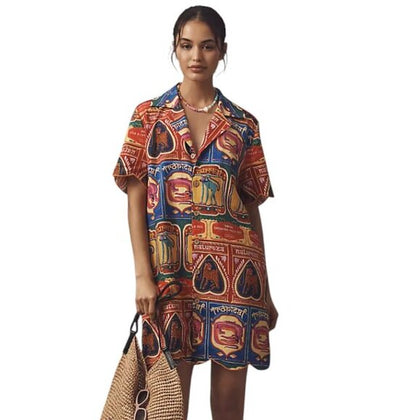 Farm Rio x Anthropologie Scalloped Shirt Dress